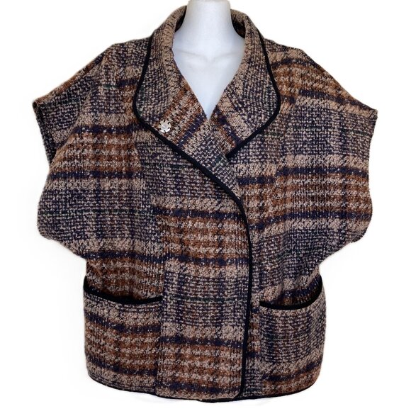 Vince Camuto Tweed Shrug Jacket Layering Top Snap Front One Size - Picture 4 of 7